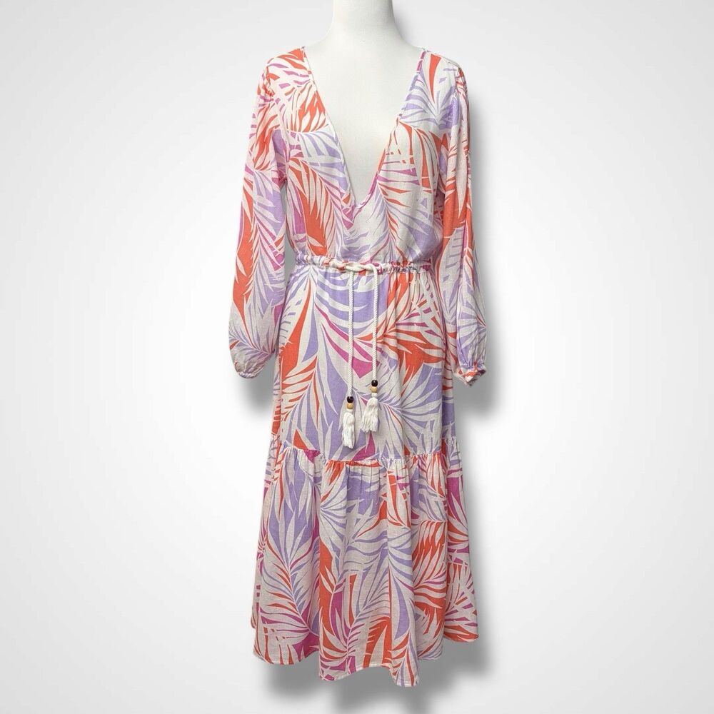 Cynthia Rowley Linen Blend Swim Cover Up Beachwear Dress Size S Low-cut neckline